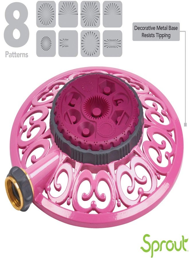 Melnor Sprout 65100-AMZ Metal 8-Pattern Sprinkler and QuickConnect Product Adapter Amazon Bundle, Raspberry Red - Image 3