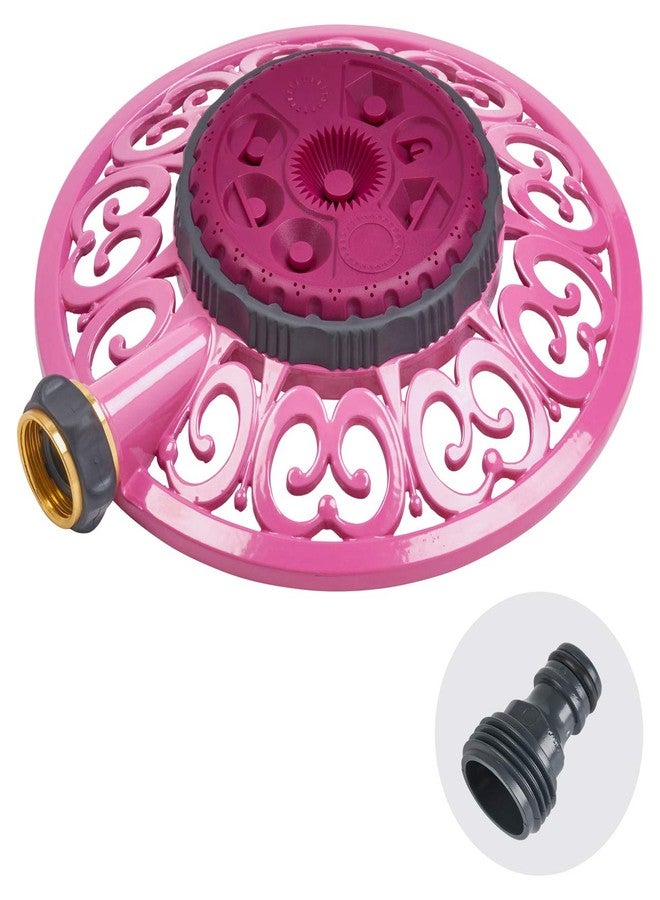 Melnor Sprout 65100-AMZ Metal 8-Pattern Sprinkler and QuickConnect Product Adapter Amazon Bundle, Raspberry Red - Image 1