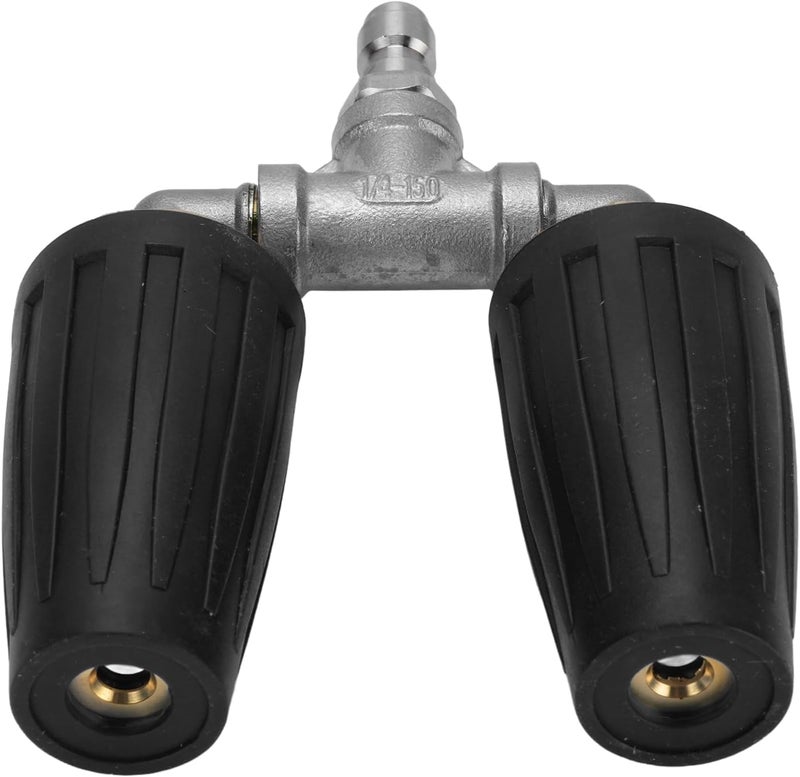 aqxreight Double Heads Rotating Nozzle 4000psi High Pressure Washer Turbine Nozzle with 1 4 Inch Quick Connect Plug Blue a Washing Pressure for Lasting Heads Rotating Washer (Black) - Image 2