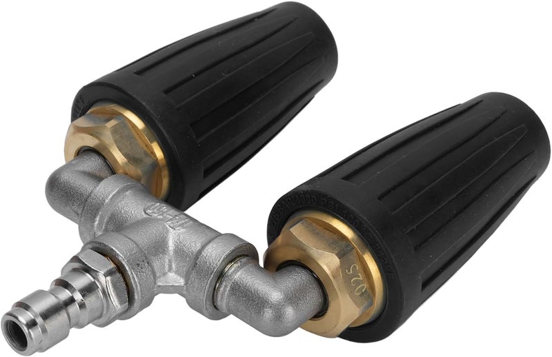 aqxreight Double Heads Rotating Nozzle 4000psi High Pressure Washer Turbine Nozzle with 1 4 Inch Quick Connect Plug Blue a Washing Pressure for Lasting Heads Rotating Washer (Black) - Image 4