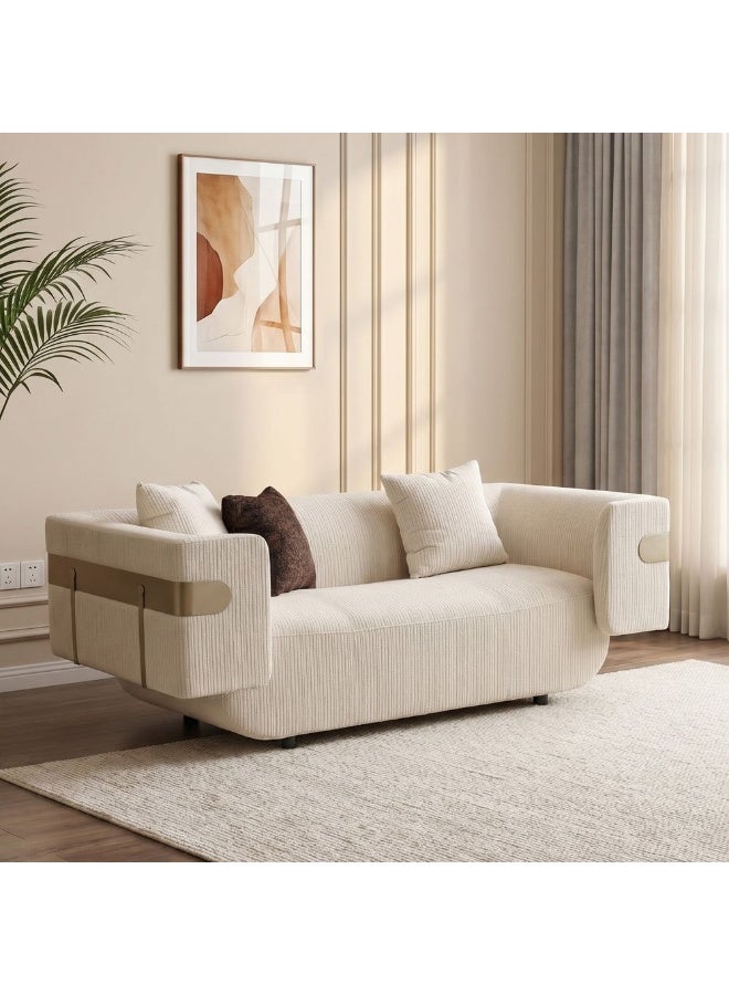 Dravena 2 Seater Fabric Sofa | Modern Design Two Seat Sofas | Comfortable Living Room Furniture L201xW108xH71cm - Beige