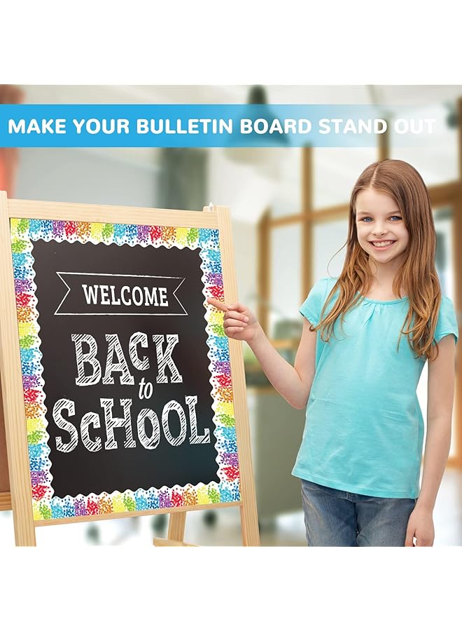 إيروريكس لفافات حواف قصاصات ورقية بألوان قوس قزح، حدود لوحات الإعلانات، لوازم تزيين لوحات الملصقات، شرائط تزيين للوحات الإعلانات، استخدام المعلم والطالب في ديكور الفصول الدراسية - Image 5