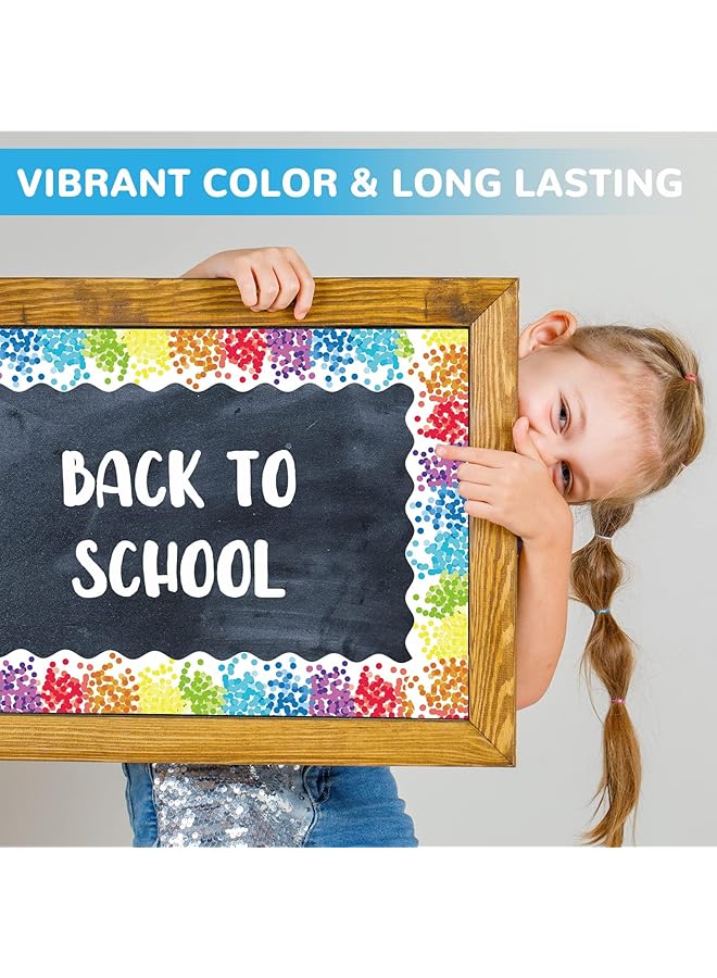 إيروريكس لفافات حواف قصاصات ورقية بألوان قوس قزح، حدود لوحات الإعلانات، لوازم تزيين لوحات الملصقات، شرائط تزيين للوحات الإعلانات، استخدام المعلم والطالب في ديكور الفصول الدراسية - Image 3