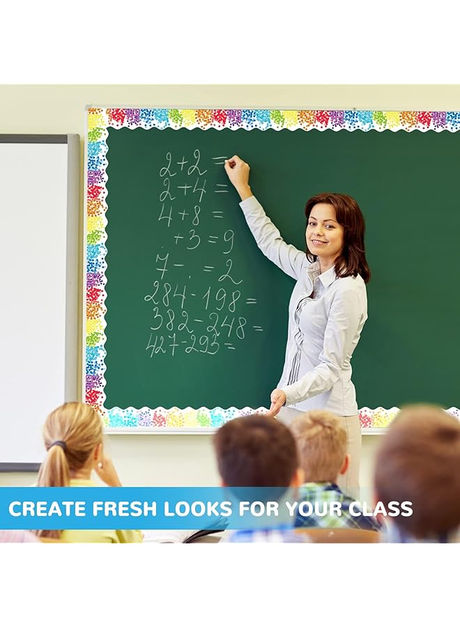 إيروريكس لفافات حواف قصاصات ورقية بألوان قوس قزح، حدود لوحات الإعلانات، لوازم تزيين لوحات الملصقات، شرائط تزيين للوحات الإعلانات، استخدام المعلم والطالب في ديكور الفصول الدراسية - Image 4