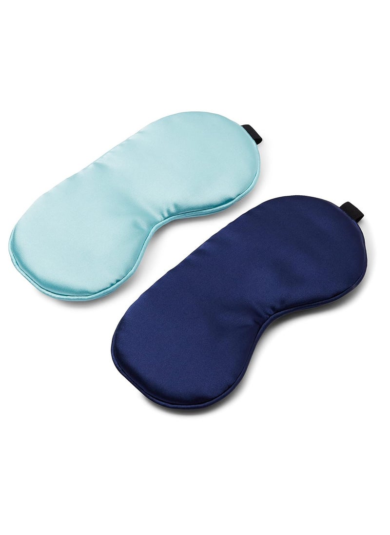 Solimo Sleep Mask, Ultra Smooth, Adjustable Strap, Total Blockout (Sea Green & Blue, Pack Of 2)  - Image 1