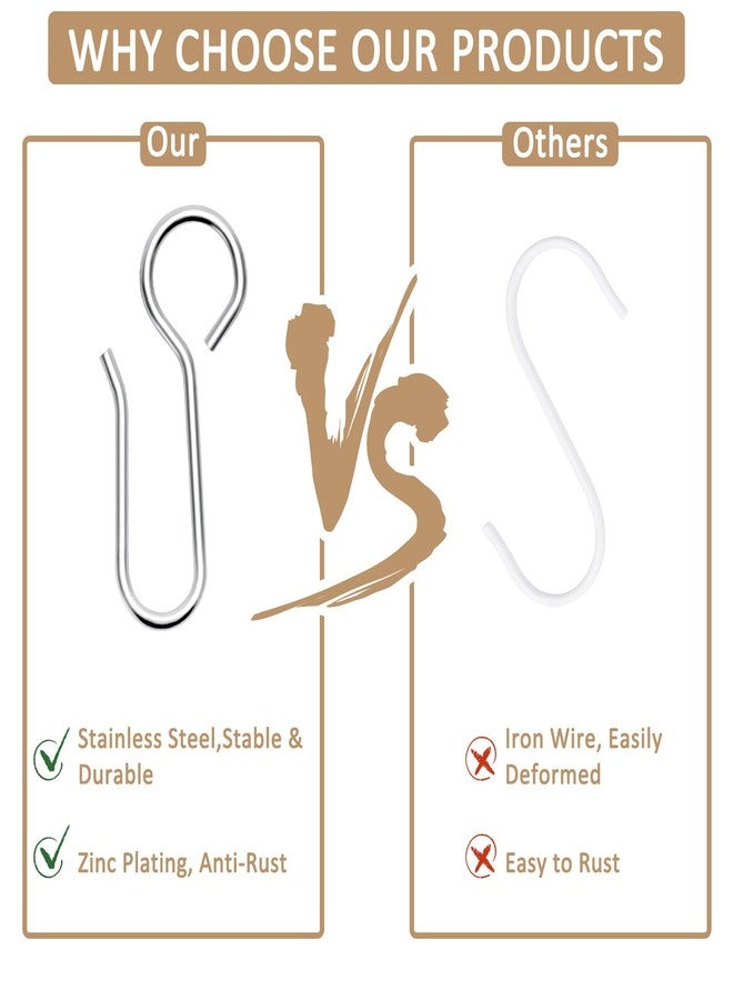 AccEncyc خطافات ستائر معدنية صغيرة على شكل حرف S - 60 قطعة من خطافات الستائر لمسار السقف - Image 3