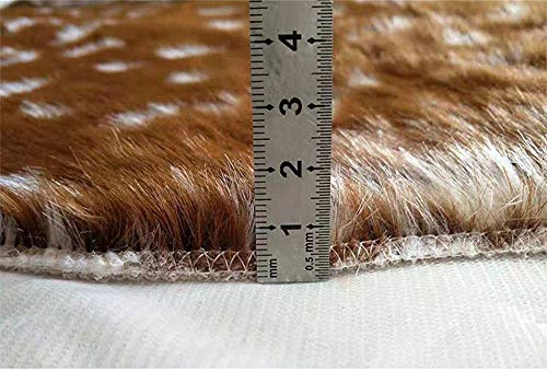 yingda1992 Faux Sika Deer Print Hide Rug Faux Fur Cowhide Area Rug Animals Print Mat Carpet for Home (3.4ftX2.9ft) - Image 2