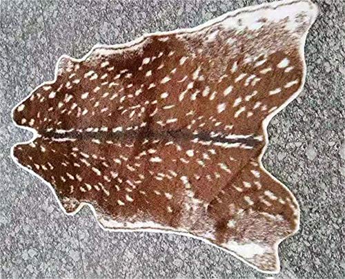 yingda1992 Faux Sika Deer Print Hide Rug Faux Fur Cowhide Area Rug Animals Print Mat Carpet for Home (3.4ftX2.9ft) - Image 3