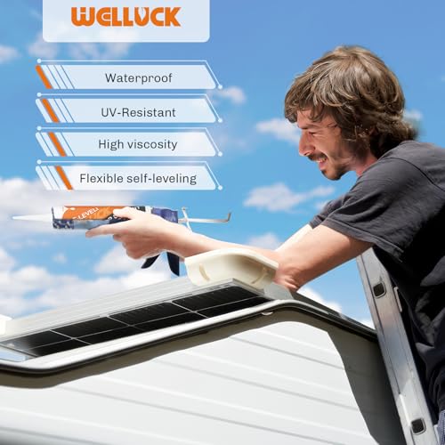 WELLUCK RV Roof Sealant Self Leveling Lap Sealant White, Flexible Repair Caulking Rubber Epdm for Camper Motorhomes Trailers, Secure Odorless Waterproof&UV All Weather Adhesive 10.3oz 4 Packs - Image 4