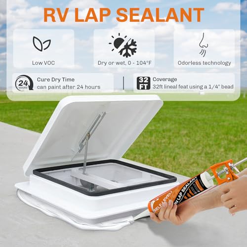 WELLUCK RV Roof Sealant Self Leveling Lap Sealant White, Flexible Repair Caulking Rubber Epdm for Camper Motorhomes Trailers, Secure Odorless Waterproof&UV All Weather Adhesive 10.3oz 4 Packs - Image 2