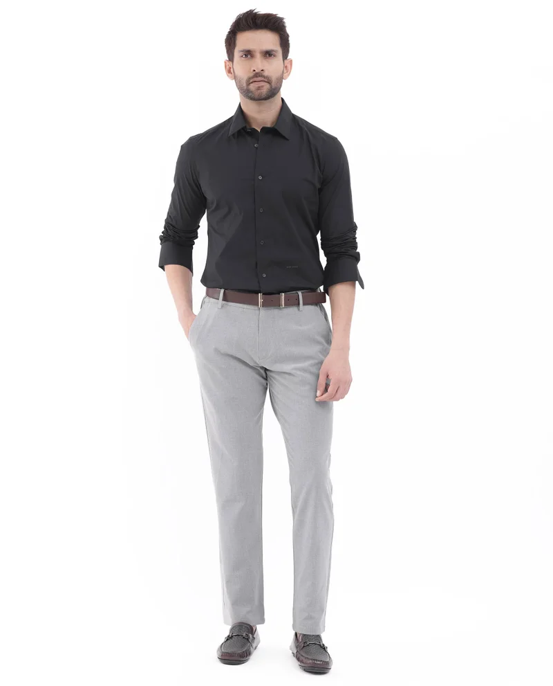 Rare Rabbit Rare Rabbit Men's Neutron-8 Black Cotton Polyester Fabric Full Sleeves Solid Shirt