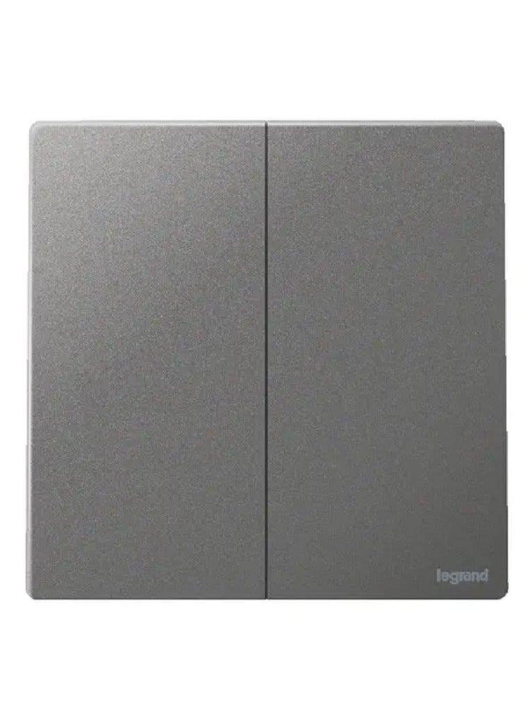 Legrand Single Pole Switch Mallia Senses 2 Gang 1 Way 16AX 250V Dark Silver - Image 2