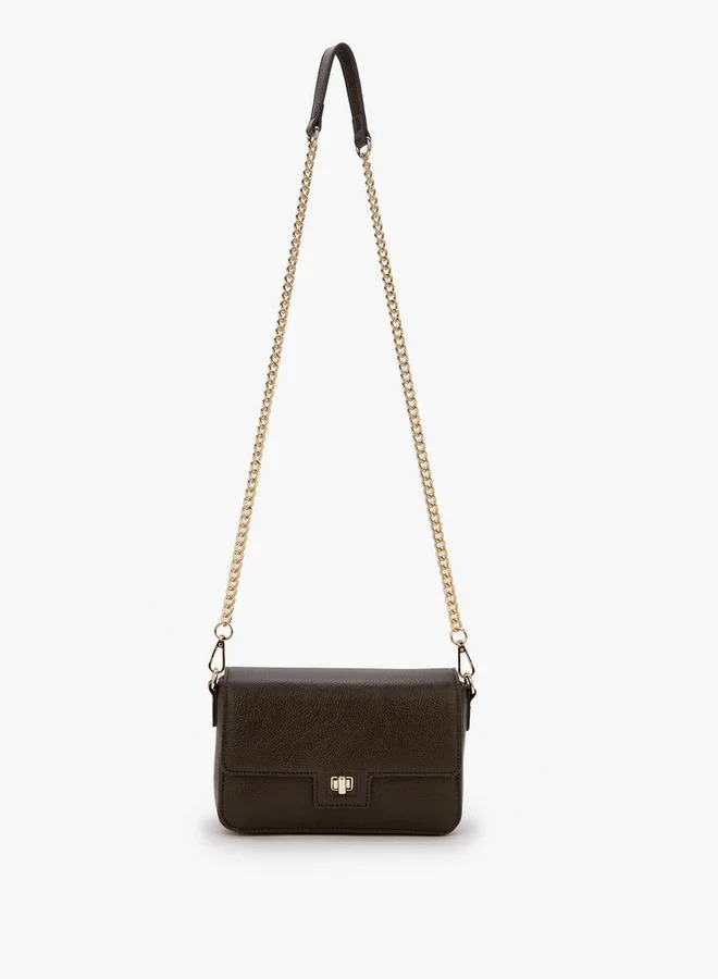 Flora Bella By Shoexpress Solid Crossbody Bag with Detachable Chain Strap
