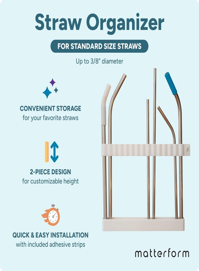 matterform Straw Organizer & Holder for Reusable Straws | Cabinet Door Mounted Holder for Tumbler Drinking Straws | Straws Up to 3/8" Wide | Cupboard Storage for Straws & Cleaning Brush | Adhesive Tape Included - Image 2