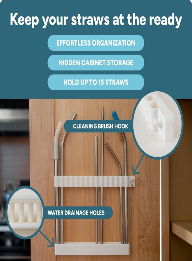 matterform Straw Organizer & Holder for Reusable Straws | Cabinet Door Mounted Holder for Tumbler Drinking Straws | Straws Up to 3/8" Wide | Cupboard Storage for Straws & Cleaning Brush | Adhesive Tape Included - Image 3