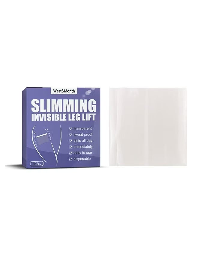West&Month 10Pcs Thigh Lift Tape Transparent lifting Adhesive Bandage Patch for Leg Body Sagging Skin Fat Anti Chafing Ultra Thin Inner Paste Waterproof Pad Disposable Shaping Leg Lifting Stickers - Image 2