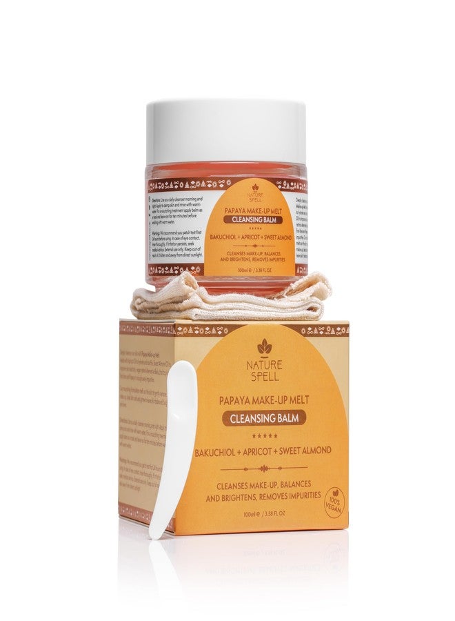 Nature Spell Papaya Cleansing Balm, Makeup Remover For All Skin Types, with Muslin Cloth and Applicator, 3.38 Fl Oz - Image 1