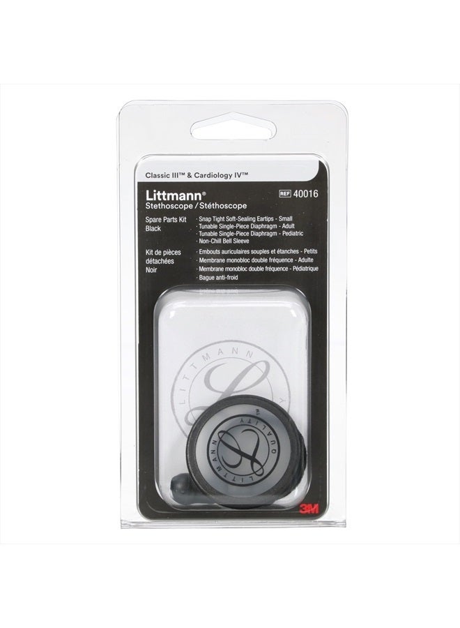 3M Littmann طقم قطع غيار سماعة 3M™ ليتمان® كلاسيك III™، كارديو لوجي IV™ وCORE، 40016، أسود - Image 1