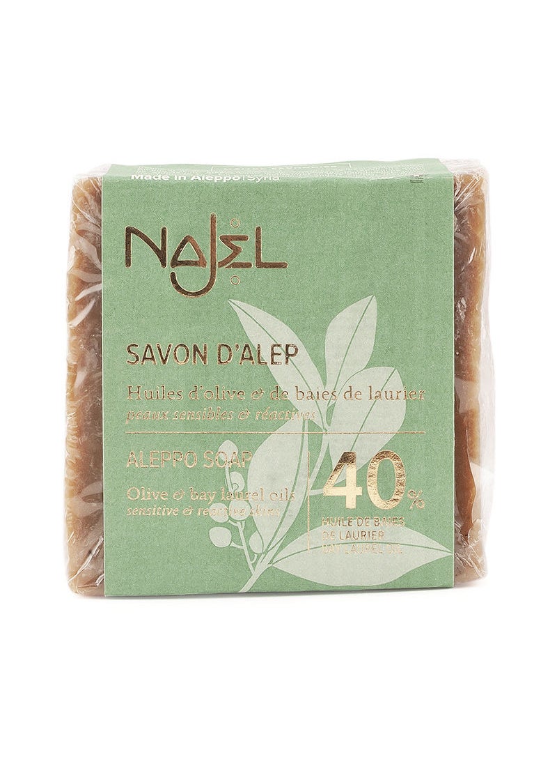 najel - Aleppo Soap 40% Blo for Sensitive and Reactive Skins 6.5 oz - Image 1