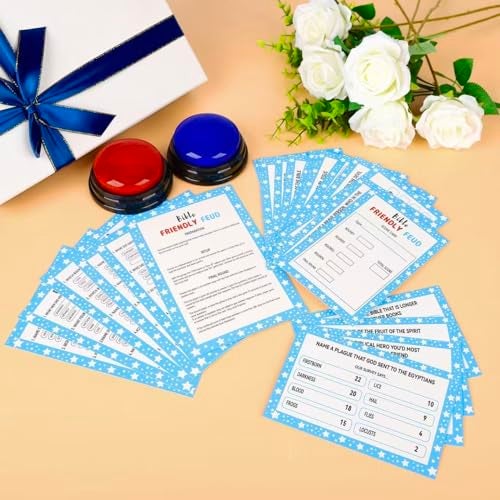 2 MULE TEAM Christian Bible Friendly Feud Game with 2 Answer Buzzers Family Feud Games Card Game Night Church Group Fun Trivia Quiz for Party Office Class Team Building - Image 5