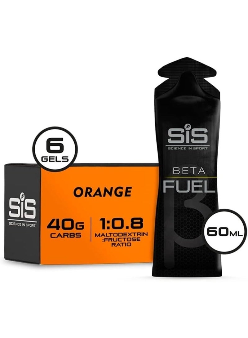 SIS Beta Fuel Energy Gels | 40g Carbohydrates | 1:0.8 Maltodextrin:Fructose Ratio | Easily Digestible | Gluten Free | No Water Needed | Running Gels | Orange Flavour | 6 Pack - Image 3