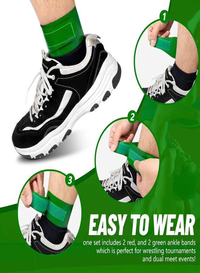 Deekin 4 Pcs Wrestling Ankle Bands Wrestling Tournament Bands Soft Vinyl Hook Loop Scoring for Coach Referee Official, Red and Green, 13 x 2.4 Inches - Image 4