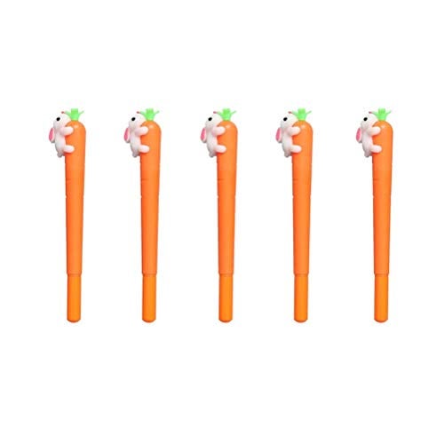 BinaryABC Carrot Bunny Rabbit Gel ink Pen,Easter Gift Easter Party Decoration,5Pcs - Image 1