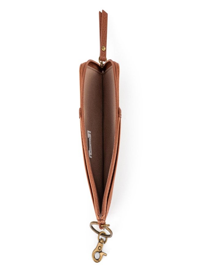 The Sak Iris Wallet in Leather, Elevated Card Holder with Keychain, Tobacco Floral Embossed II - Image 4