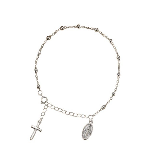 Cross-Border Amazon Bestseller: Gold Bead Chain with Cross Pendant - Classic Women's Bracelet, Wholesale from Yiwu