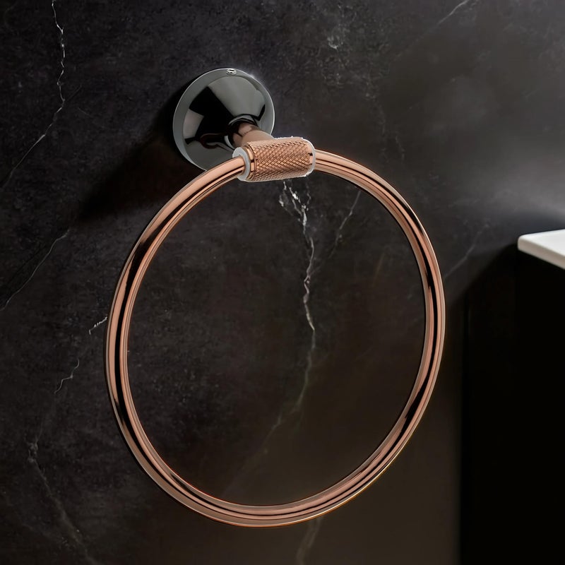 LUXIUR Towel Hanger for Bathroom and Kitchen Accessories Item Holder, 304 Grade Stainless Steel Towel Ring, Napkin Holder for Wash Basin, PVD Rose Gold - Image 1