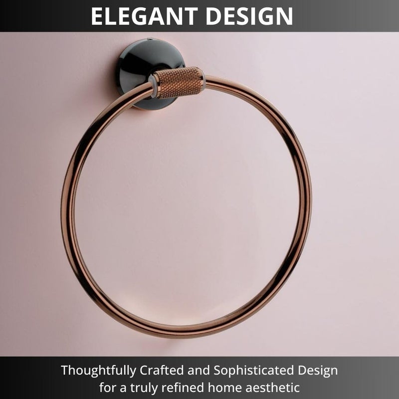 LUXIUR Towel Hanger for Bathroom and Kitchen Accessories Item Holder, 304 Grade Stainless Steel Towel Ring, Napkin Holder for Wash Basin, PVD Rose Gold - Image 2