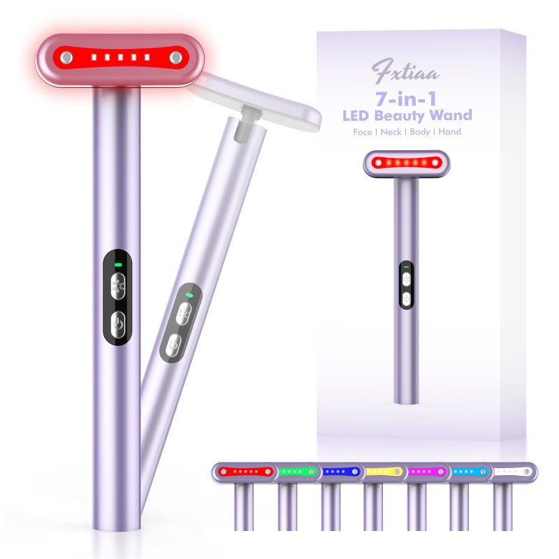 LightTherapyWand Red Light Therapy for Face and Neck Facial Wand 7 in 1 Led Beauty Wand Red  Blue Rejuvenation Face  Eye Massager Skincare Tool