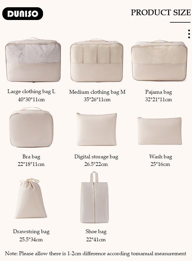 DUNISO 8 Piece Travel Organizer Bags for Luggage, Waterproof and Durable Travel Bags,  Packing Cubes for Travel,  Compression Cubes for Suitcases, Travel Bags  for Clothes, Toiletries, Clothing, Underwear - Image 4