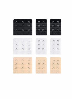9Pcs Bra Extender Set of 3 Hooks and 2 Hooks Soft and Comfortable Women Bra Extensions-Black White and Beige