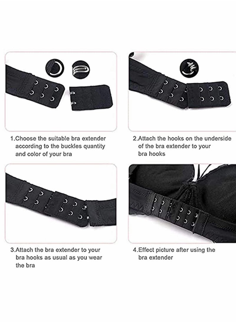 SYOSI - 9Pcs Bra Extender Set of 3 Hooks and 2 Hooks Soft and Comfortable Women Bra Extensions-Black White and Beige - Image 1