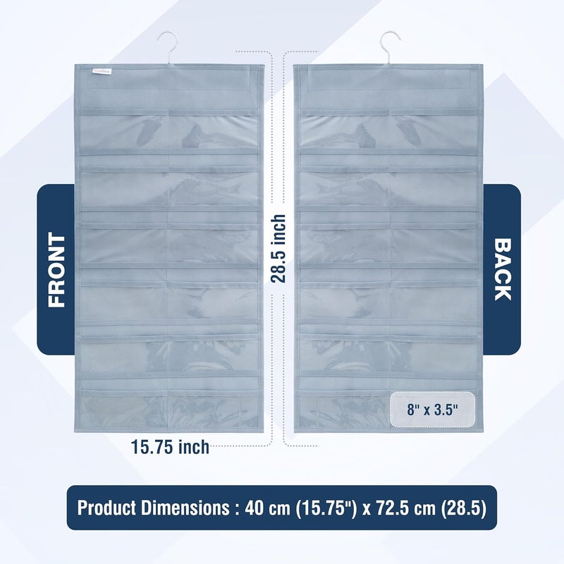 FAB ELLITE Sunglasses Organizer Storage Hanging Dust Proof Sunglasses Case Wall Mounted Travel Dual Sided Glasses Case Multiple PairsEyeglasses Holder with 24 Clear Slots Inside Professional Grey - Image 3
