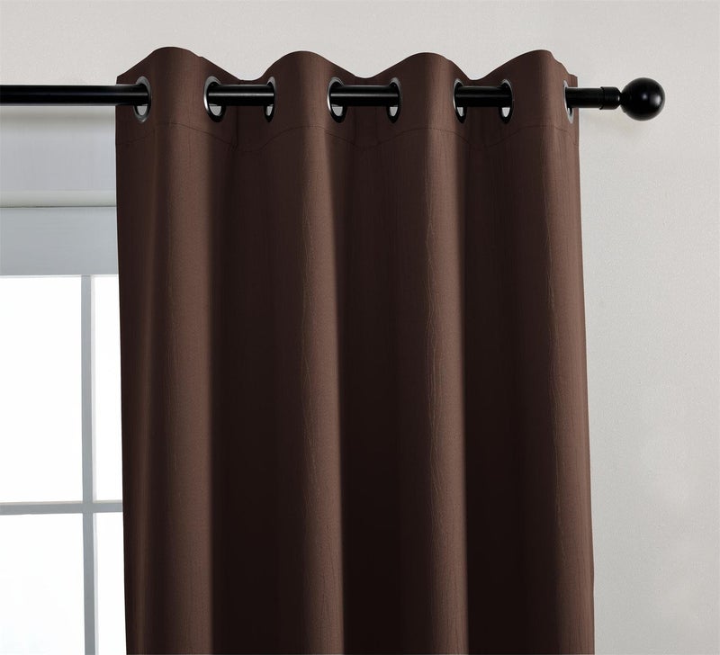 MIUCO Blackout Curtains Room Darkening Textured Look Grommet Panels 2 Panels for Window Treatment 52x63 Inch Chocolate - Image 2