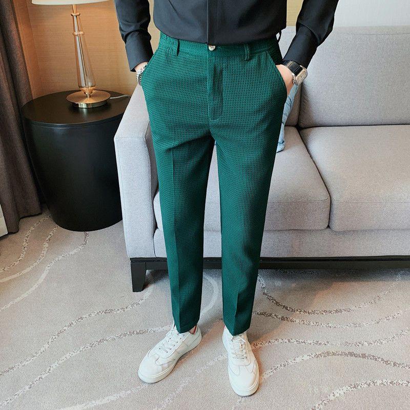 Waffles Men'S Trousers Sense Pants Men'S Business Suit Men'S Pants Color Casual Slim-Fit Pants - Image 5