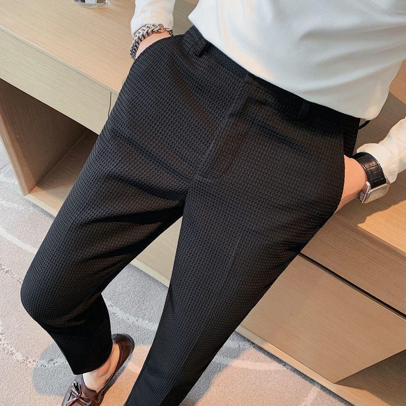 Waffles Men'S Trousers Sense Pants Men'S Business Suit Men'S Pants Color Casual Slim-Fit Pants - Image 2