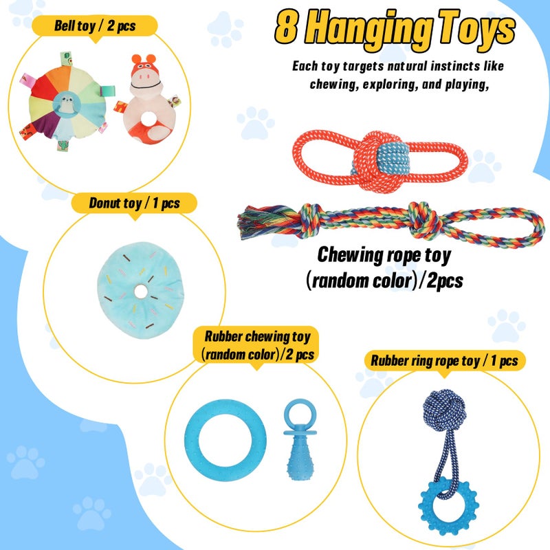 Bullro Puppy Play Gym with 8 Hanging Toys, Dog Jungle Gym Indoor with Hammock and Funny Enrichment Toys, PVC Frame Puppy Gym Activities Center for Puppies, Dog Gym Playground - Image 3