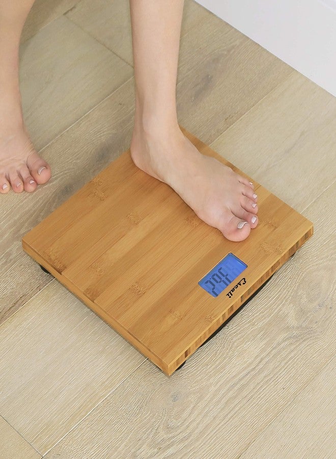 Escali Bamboo Digital Electronic Bathroom Scale for Body Weight, Bath Scale with Extra-High Capacity of 440 lb, Batteries Included - Image 4