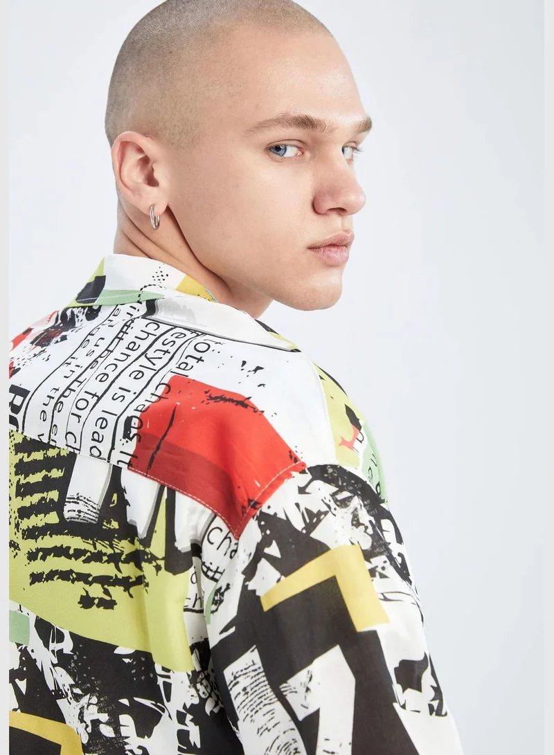 DeFacto Man Oversize Fit Woven Short Sleeve Shirt