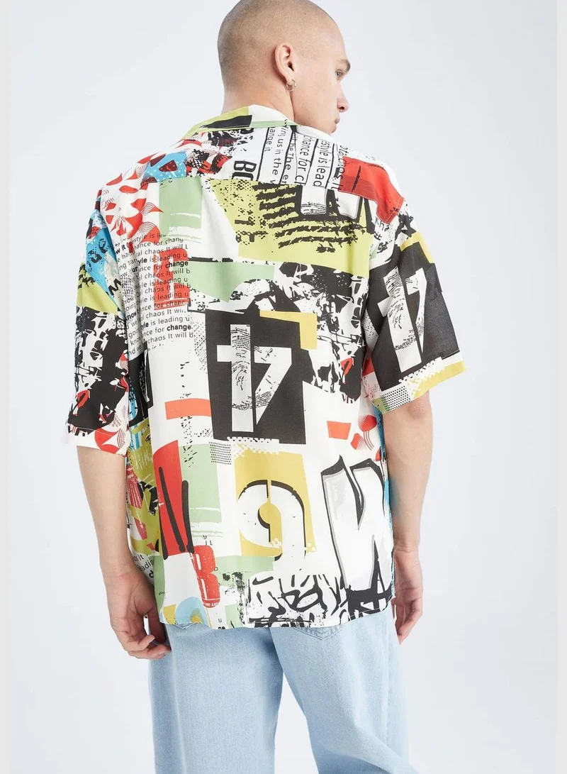 DeFacto Man Oversize Fit Woven Short Sleeve Shirt