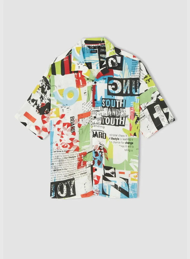 DeFacto Man Oversize Fit Woven Short Sleeve Shirt