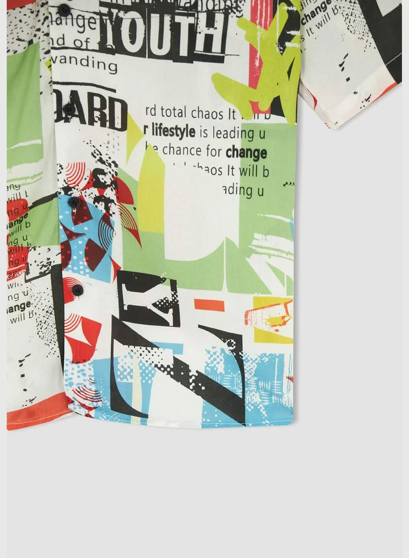 DeFacto Man Oversize Fit Woven Short Sleeve Shirt