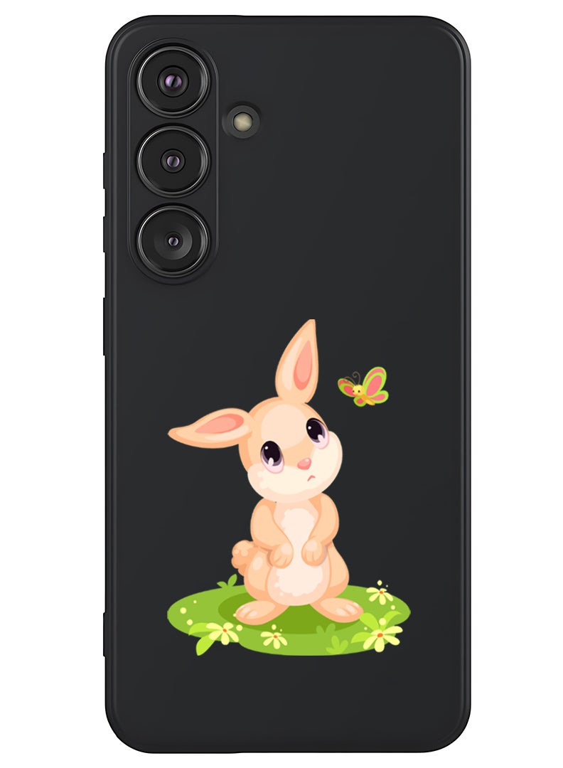 Theodor Protective Slim Fit Case Liquid Silicone Cover with Full Body Protection Anti-Scratch Shockproof Case For Samsung Galaxy S25 (Black) - sad rabbit - Image 1