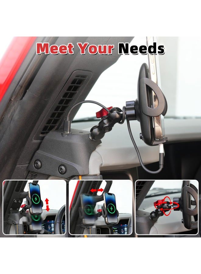 Aigmux Phone Holder with Charging C Port for Ford Bronco 2021 2022 2023 2024 2025, Adjustable Angle 360° Phone Holder for Bronco Accessories (with Charging Stand) - Image 4