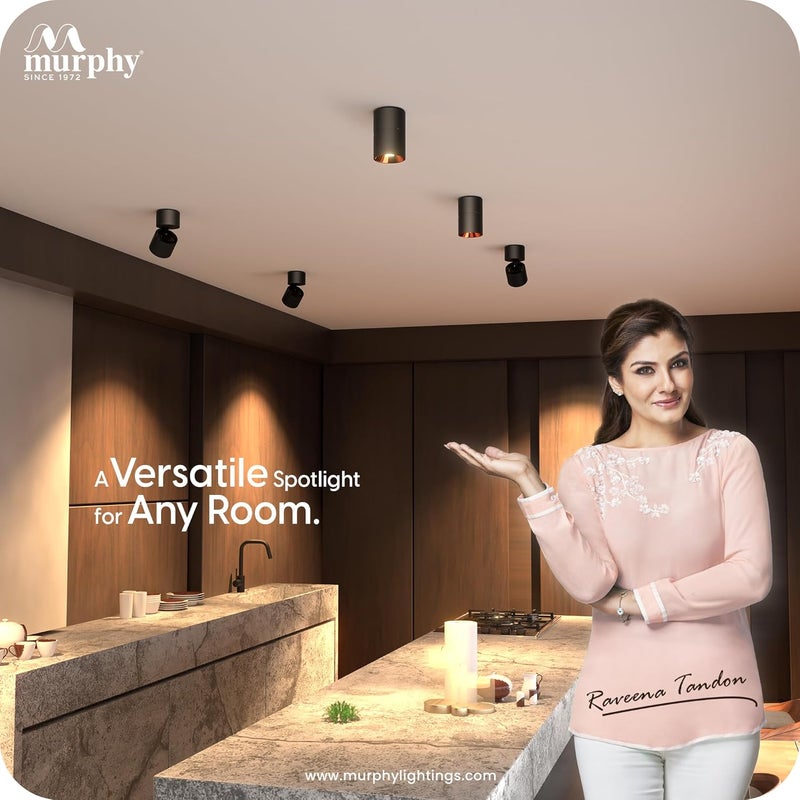 MURPHY Murphy 12W Black Body Reflective Rose Gold Finish 360 Degree Adjustable LED Surface COB Light WallCeiling Mountable Warm White Pack of 4 - Image 5