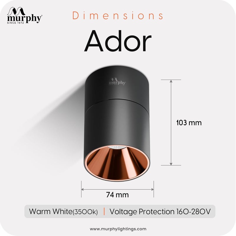 MURPHY Murphy 12W Black Body Reflective Rose Gold Finish 360 Degree Adjustable LED Surface COB Light WallCeiling Mountable Warm White Pack of 4 - Image 4