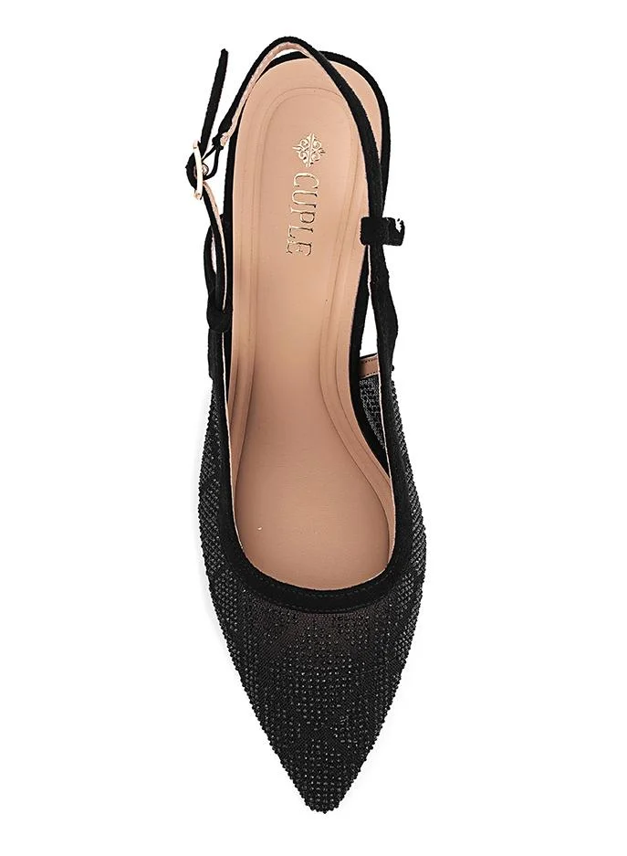 Cuple Black Cuple Mesh Slingback Heeled Pumps for Women | Best Price UAE
